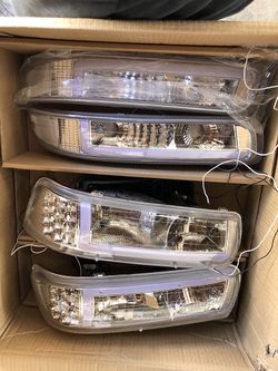 Refurbished chrome clear led drl headlights for 99-02 Chevy Silverado 00-06 Tahoe 4 pcs headlights Farris Focos Cuartos