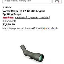 Vortex Razor HD 27-60x85 Spotting Scope W/ Mag View Phone Attachment