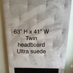Twin Headboard Upholstered With Gray UltraSuede