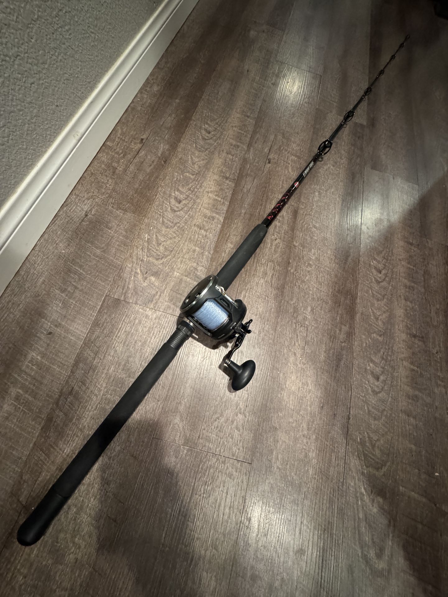 Penn warefare 30 level wind star drag fishing combo. Like new. Ready to fish.