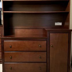 Cherry Wood Dresser with Shelves 