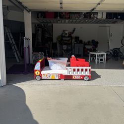 Toddler Fire Truck Bed and Mattress