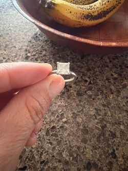 Silver Solitaire Ring with Square Stone