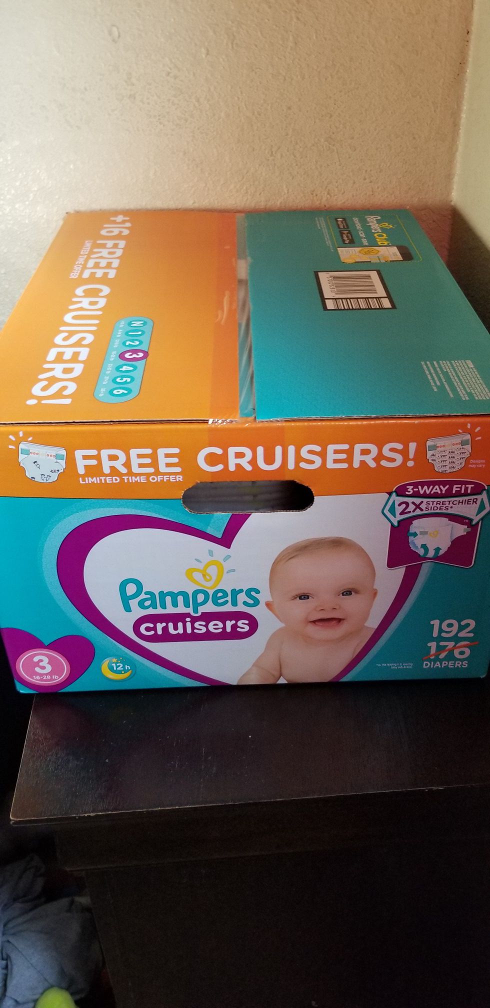 Pampers cruisers size 3 192 daipers $40 each box firm price
