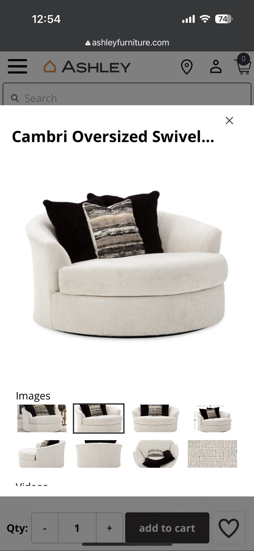 Ashley Cambri Oversized Swivel Chair 