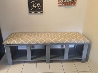 large wood bench w storage