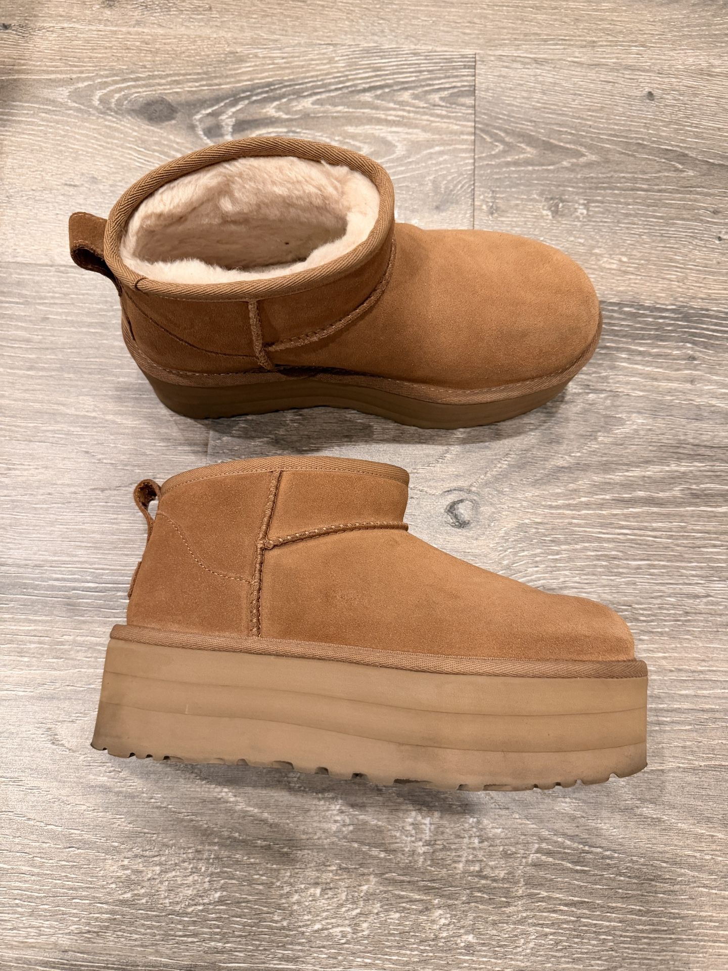 Ugg Mini Ultra Chestnut Wedge Boots Size 6 Women’s. Like New! Worn Once!