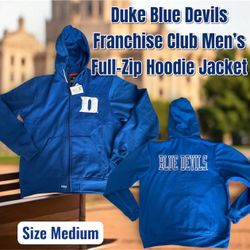 Duke Blue Devils Franchise Club Men’s Full-Zip Hoodie Jacket, Size medium- Royal 