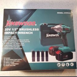 Kinswood 20V 320Nm 1/2" Brushless Cordless Impact Wrench 2 Battery Included