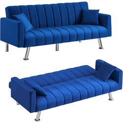 Blue Sofa Bed Couch New In Box 📦 Folds Down Into A Bed 🛏️ 