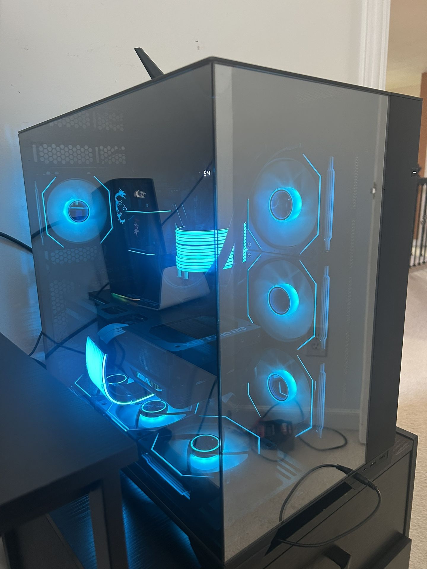 Gaming Pc With 4080 Super Ryzen 7 LCD Screen Aio Chrome Case 7 Fans And RGB 