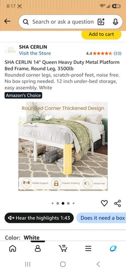 SHA CERLIN 14" Queen Metal Platform Bed Frame