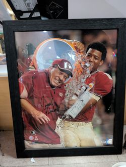 Jimbo Fisher Signed Florida State Seminoles 14x20 Framed Photo PSA Authentic