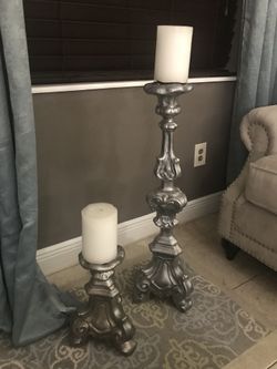 Tall vintage candleholders without candles