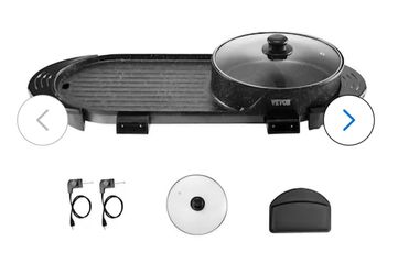 2 in 1 BBQ Pan Grill Hot Pot 2200 -Watt Cast Aluminum Electric Grill