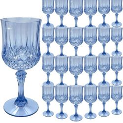 Plastic Wine Glasses, Plastic Goblets Vintage Style Cordial Drinking Glasses for Wedding Reception, Grand Event Party Supplies, Valentine’s Day (70blu