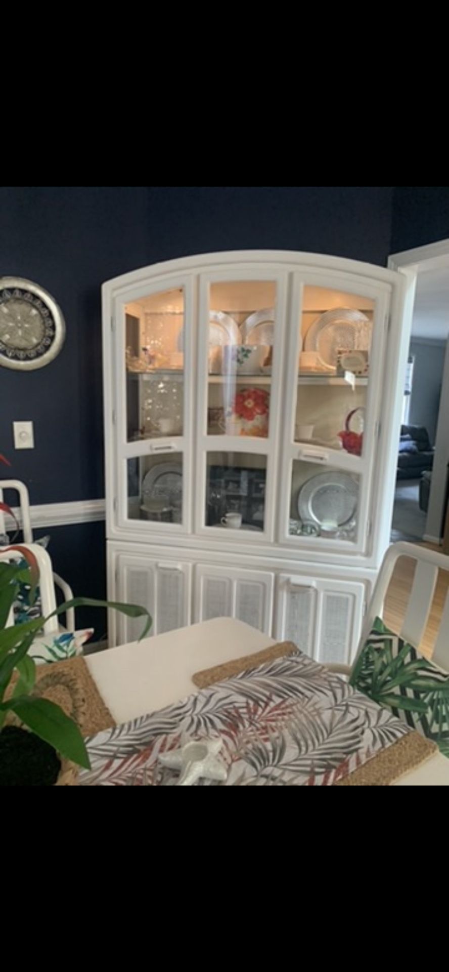 White Solid Wood China Cabinet
