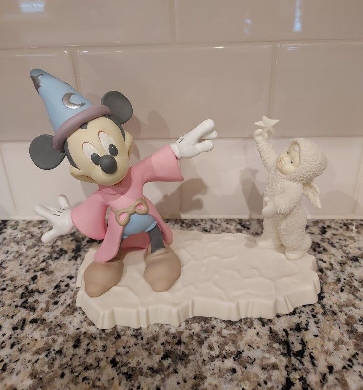 Disney Mickey Mouse Sorcerer Snowbabies Sculpture - Released In 1994 - New In Box 