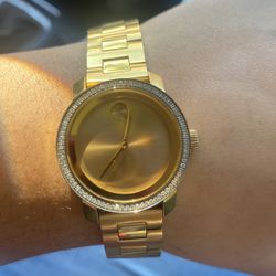 Real Movado Bold: Gold Plated Diamond Bezel