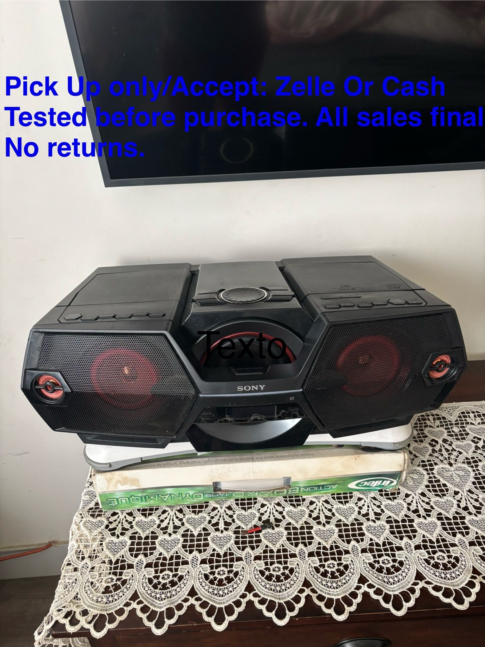 Sony ZS-BTG900 Portable NFC Bluetooth Wireless Boombox Speaker System