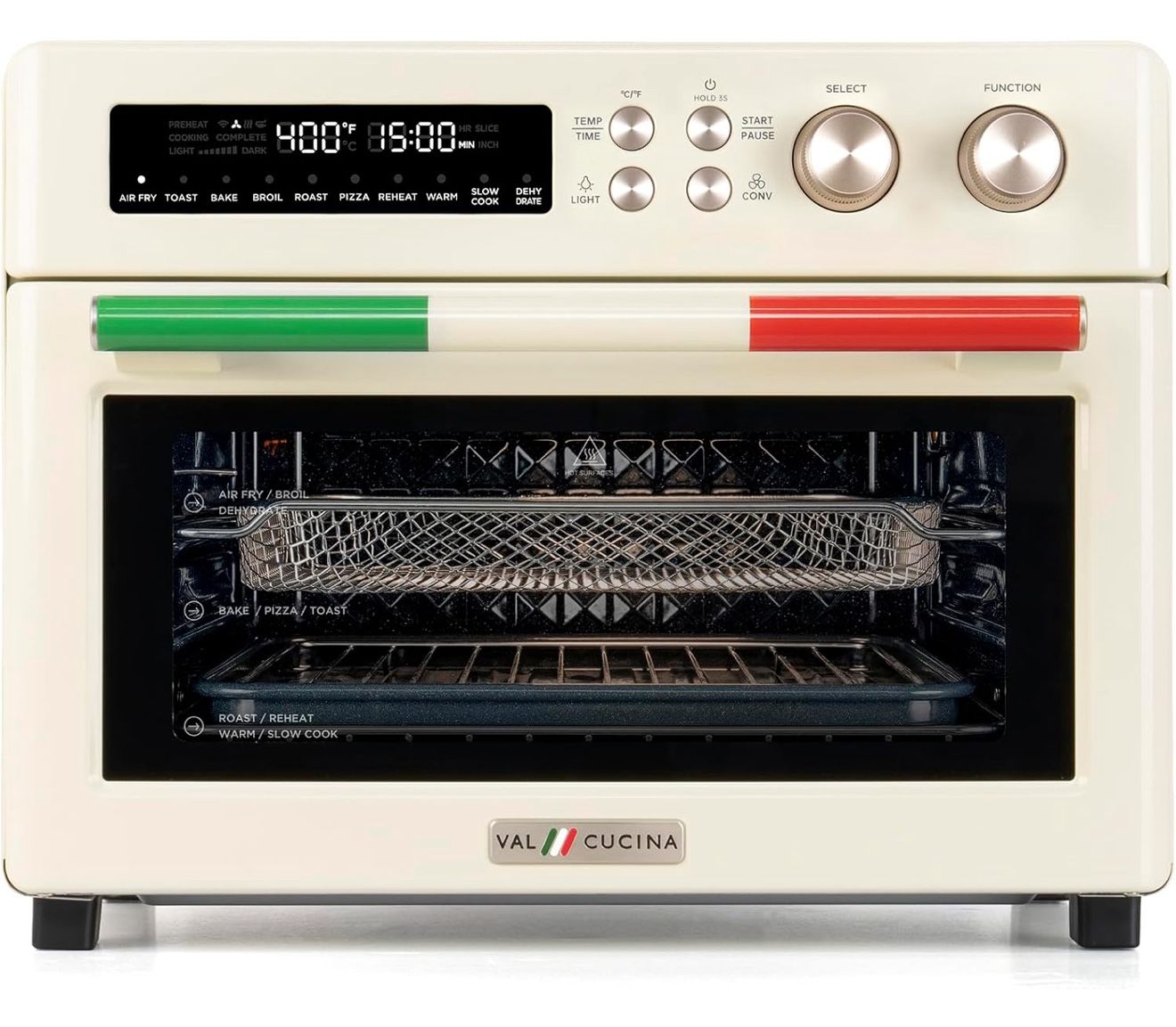 Air Fryer Toaster Oven Combo 10-in-1 Countertop Oven with Graphene Heating and True Convection, Non-Toxic Enamel Interior, Bake 12" Pizza, 6 Slices To