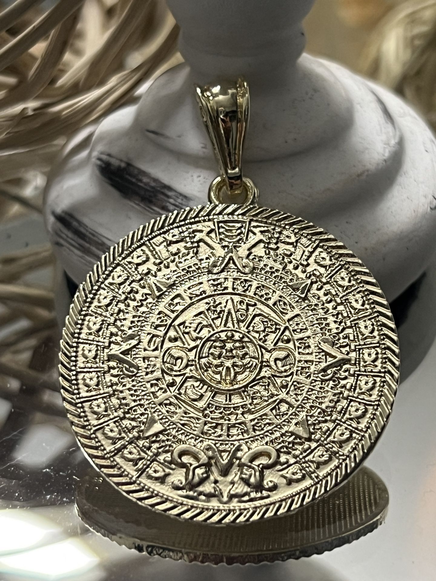 Mayan Medallion Gold Plated Pendant