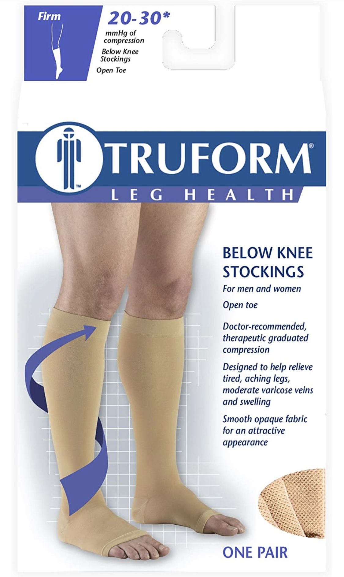 Truform Leg Health Medical Compression Stockings For Men & Women Beige Med 0865