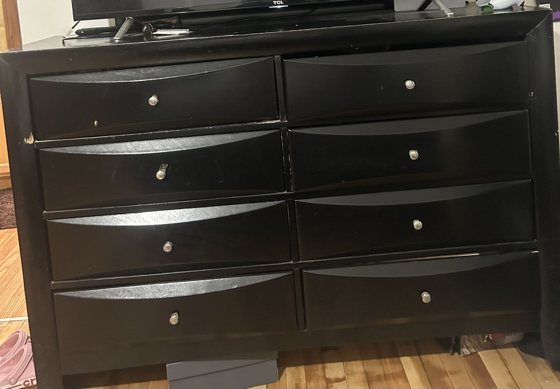 Large Mirrored Drawer TV Stand / Small Bedside Drawer Bundle 