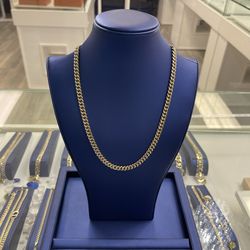 Chain Cubanlink Semisolid 10k 22 Inch 7 Mm Wide 