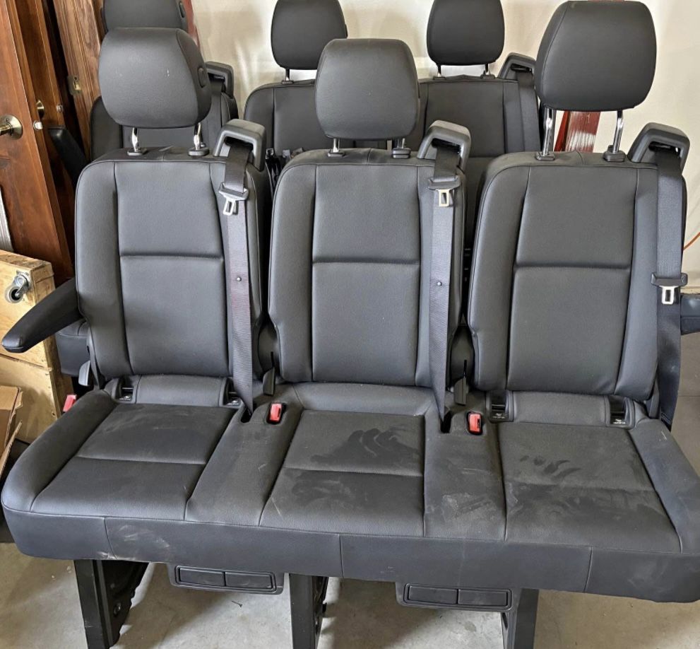 2025 Mercedes Sprinter OEM Seat Black 3 Seater Recliner Cup Holder