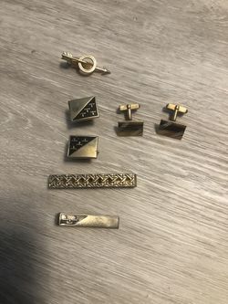 SWANK cufflinks and Tie Clips