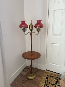 Antique floor light and table