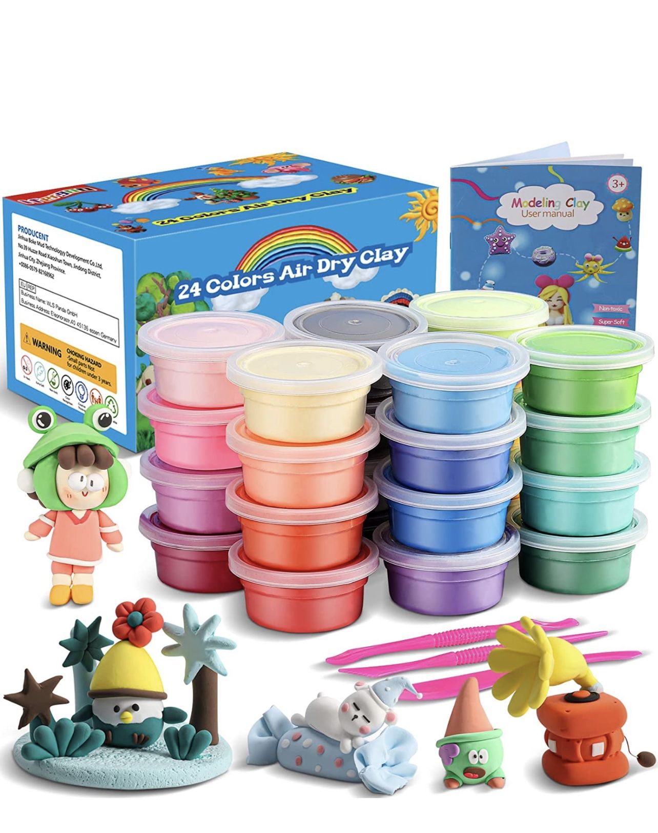 Modeling Clay Kit - 24 Colors Magic Air Dry Ultra Light Clay, Safe & Non-Toxic