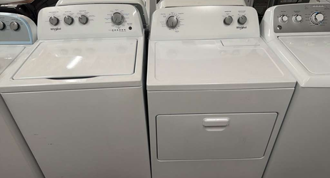 Whirlpool Top Load Washer + Electric Dryer Set – White, Simple Knob Controls