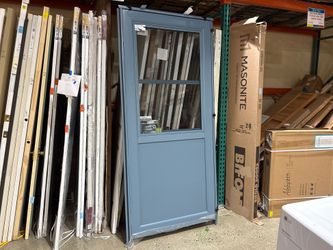 NEW! PROVIA Geneva Blue 80×36 Aluminum Storm Door w/ Windows