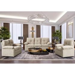 3-Piece Living Room Storage Sofa Set with 3-Seat Couch, Loveseat and Single Armchair Home Aprtment Office Studio ,Living Room Set 