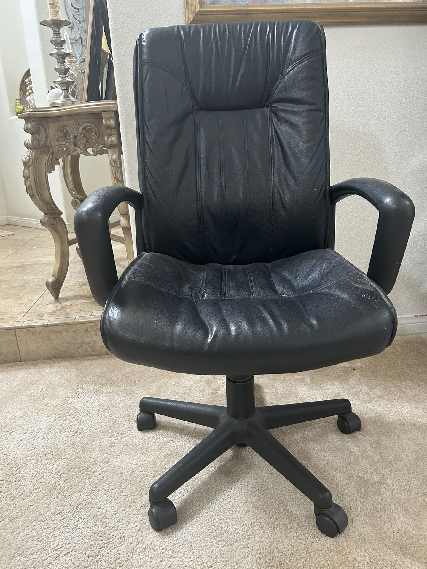 Used Black Leather Desk Chair