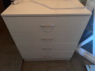 White 4-Drawer Dresser with Chrome Handles