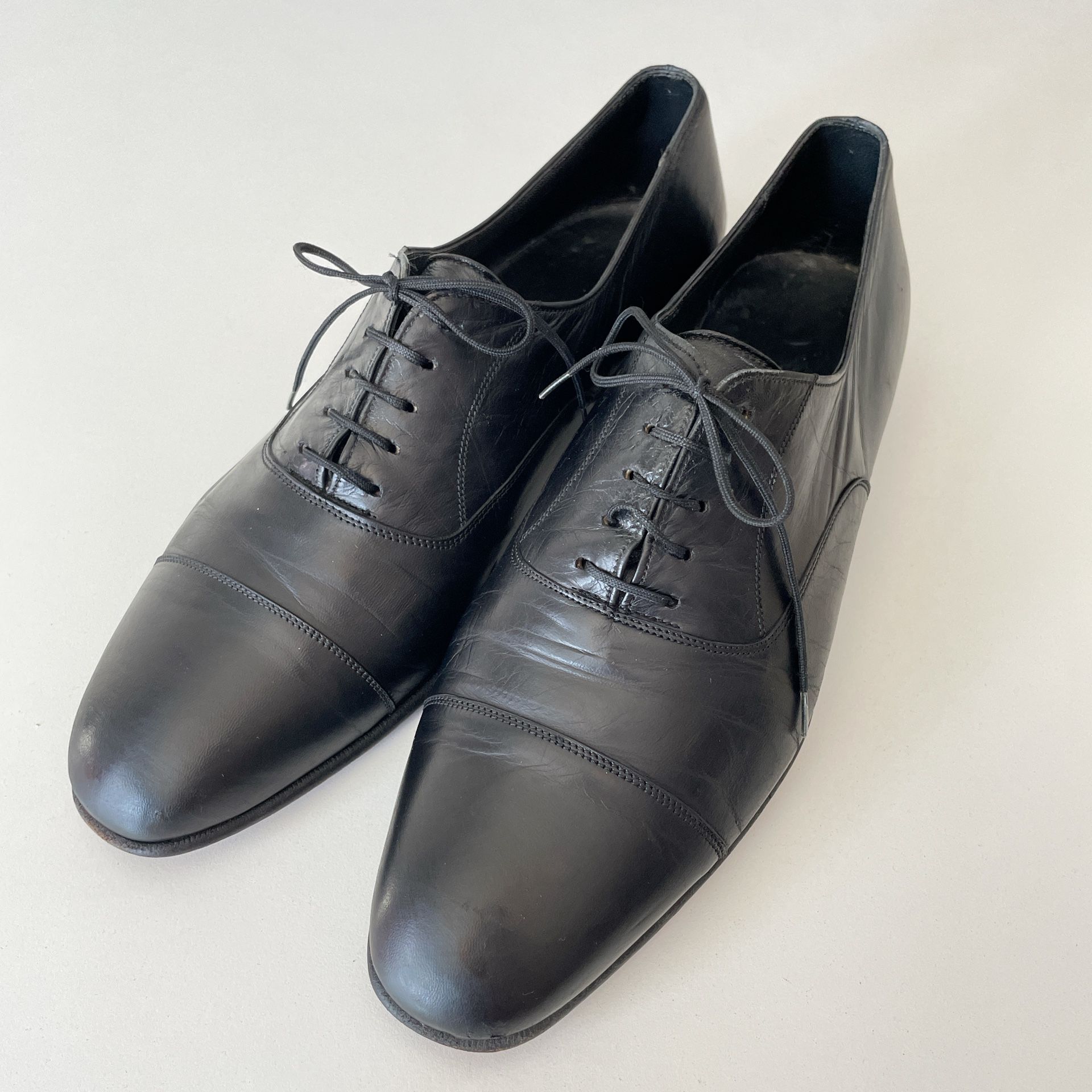 Bally Black Leather Dress Shoes Lace Up Mens Size 9 E Made In France Oxford