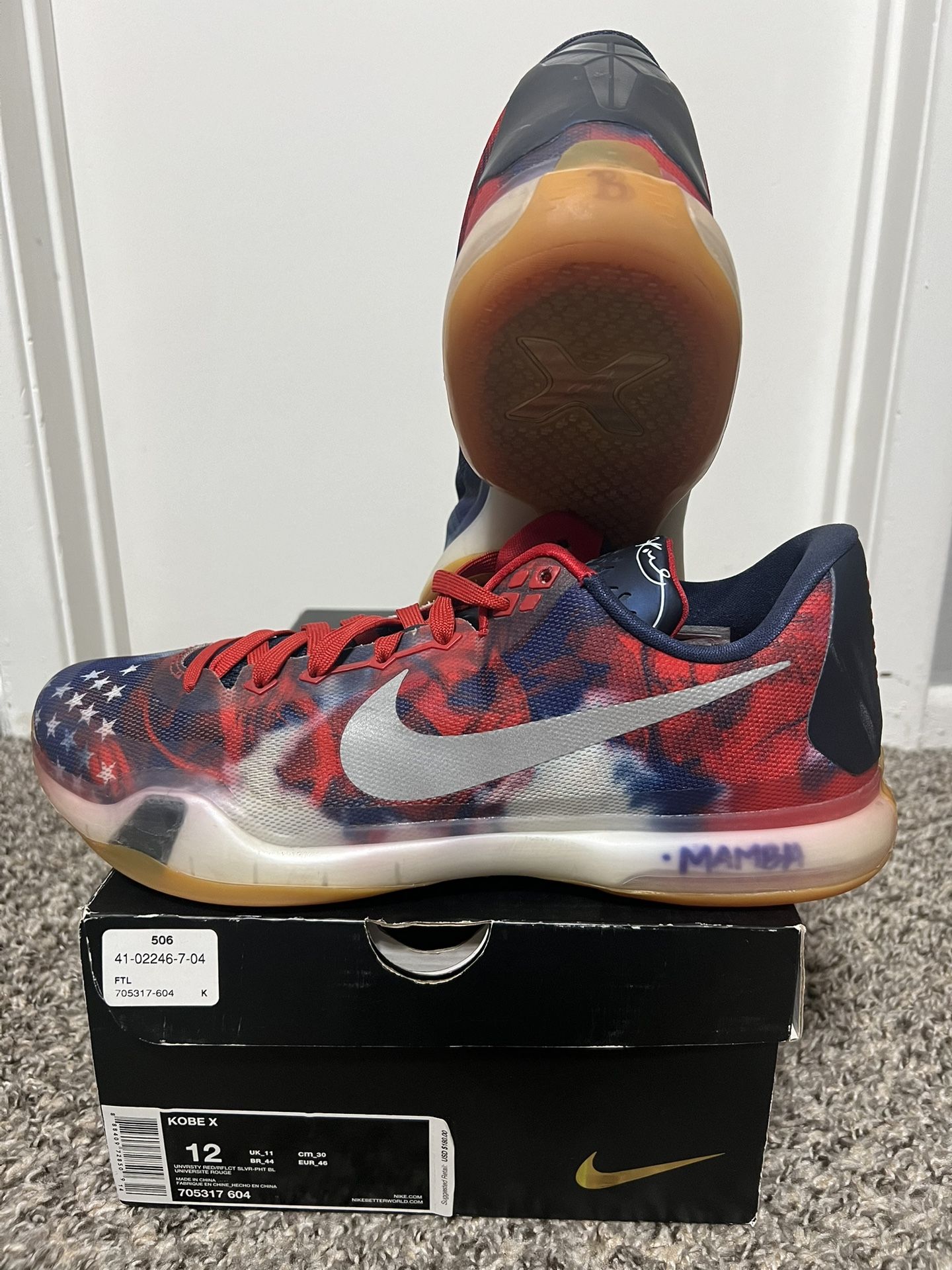 Nike Kobe 10 X USA 'Independence Day' Red White Blue Shoes