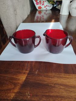 Vintage Anchor hocking royal ruby red cream and sugar bowl