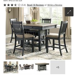 Ashley: Tyler Creek Counter Height Dining Table and 4 Barstools