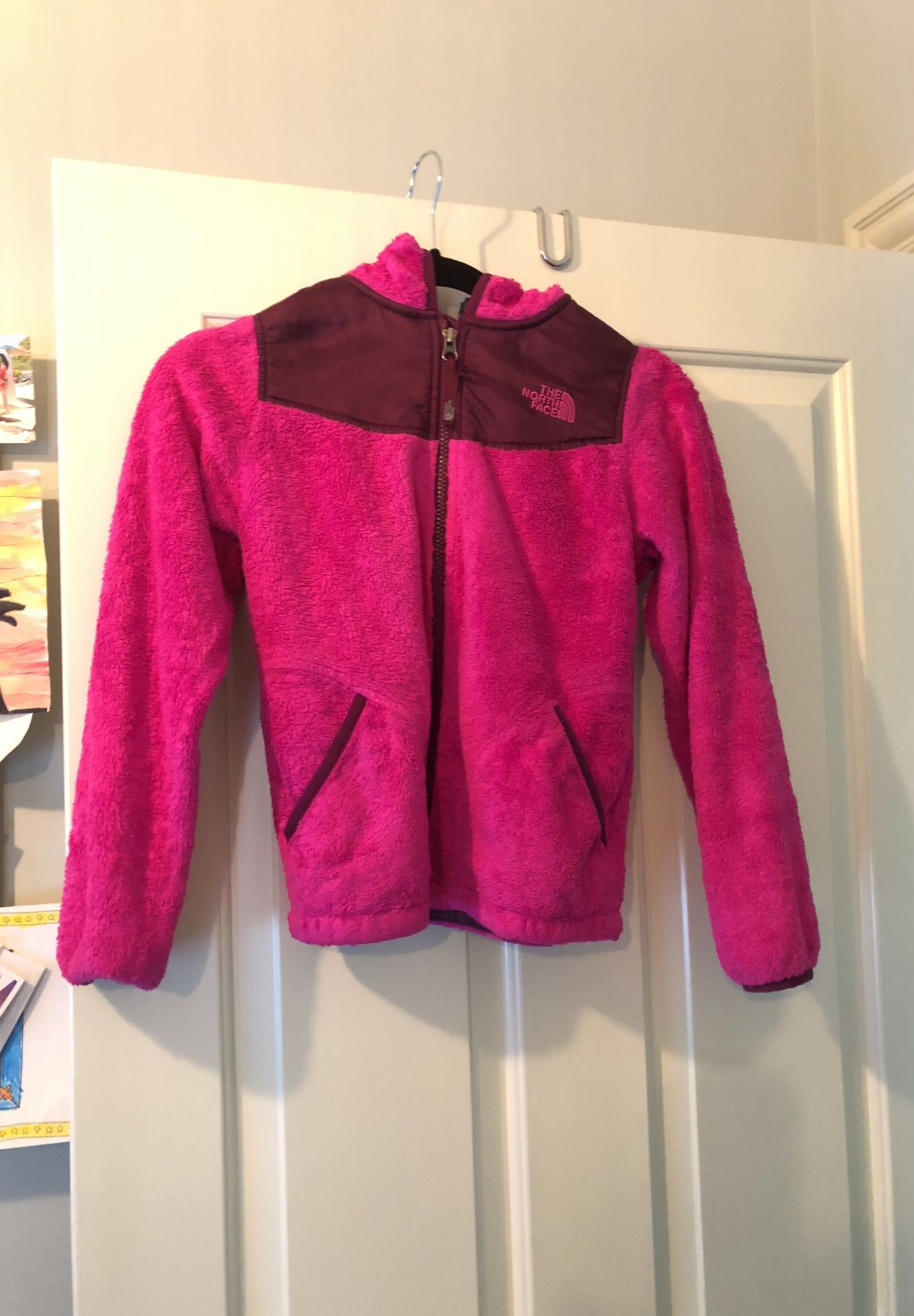The North Face pink fleece zip up hoodie jacket