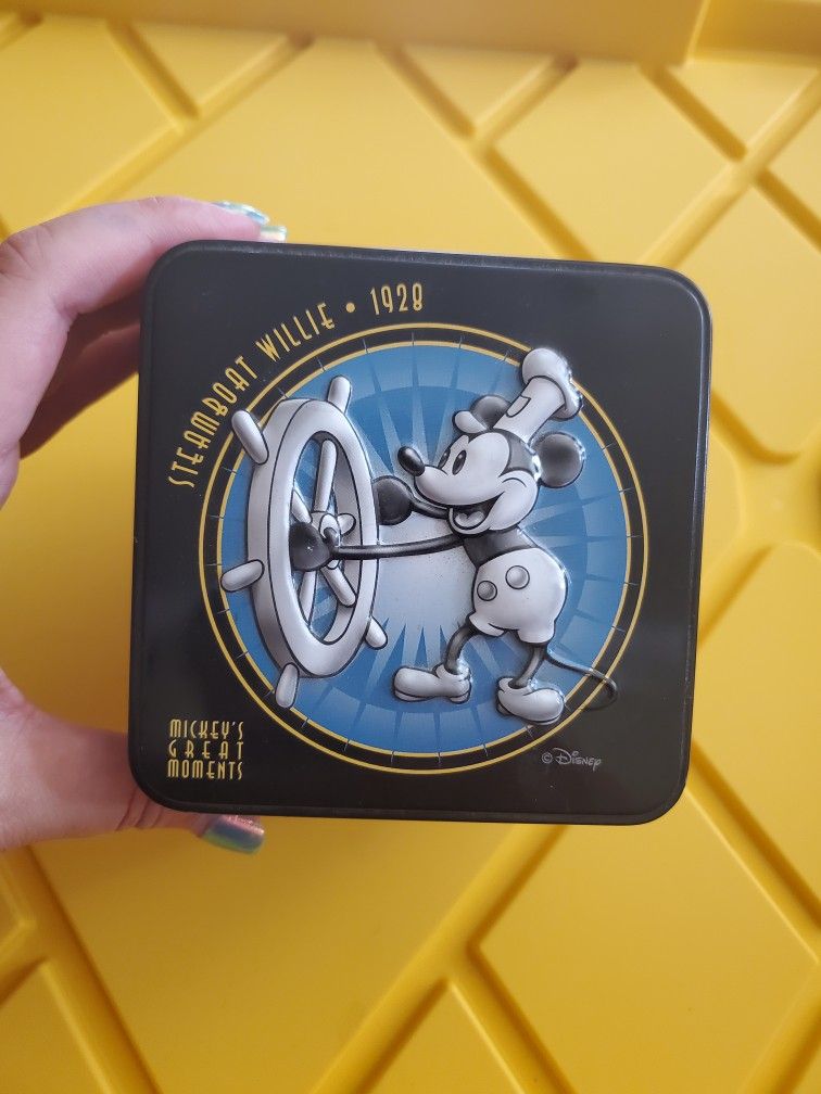 Disney's Mickey's Great Moments Small Storage Tin w/ 3D Mickey Characters