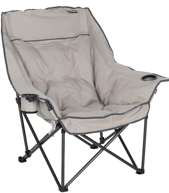 Lippert Big Bear Padded Camping Chair with 400-lb. Weight Capacity, Carry Bag, Durable Mesh Fabrics, High-Loft Cushioning, Dual Cupholders
