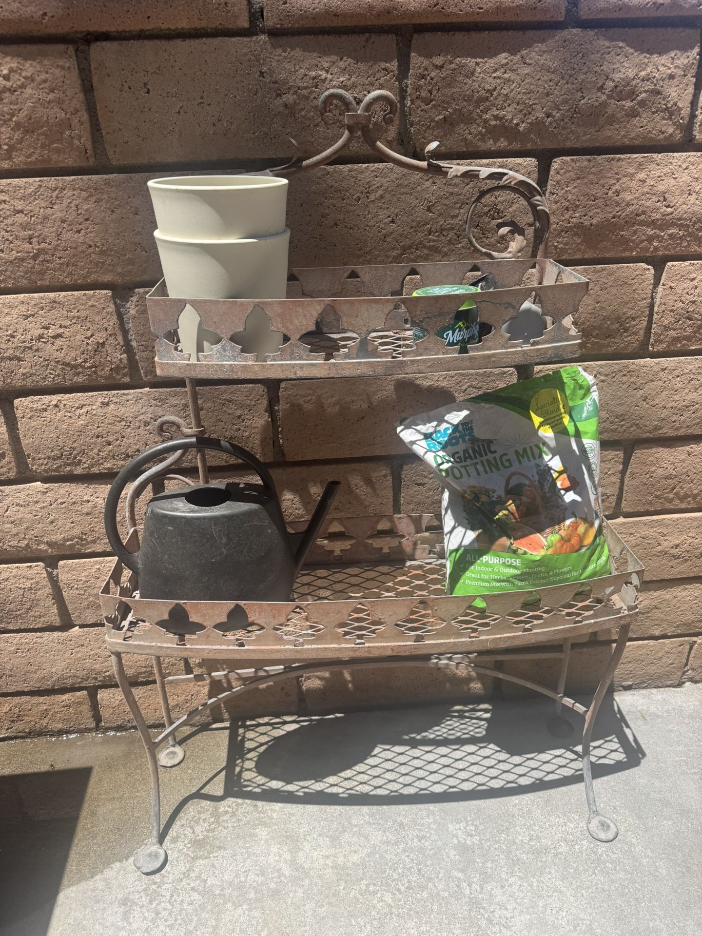 Distressed Standing Steel Plant Holder