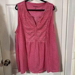 Women’s Size 3X (30 / 32) Sleeveless Top.  Color Pink.  Preowned 
