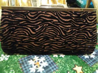 Glittery Zebra style Prom clutch purse