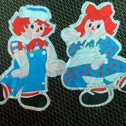 22” raggedy Ann, And Andy Pillow Cut Outs 1978