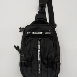 Street Basic Crossbody Sling Bag Black Waterproof Chest Shoulder Travel Pack